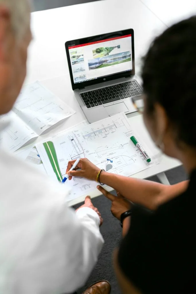 Professionals collaborating on a plan